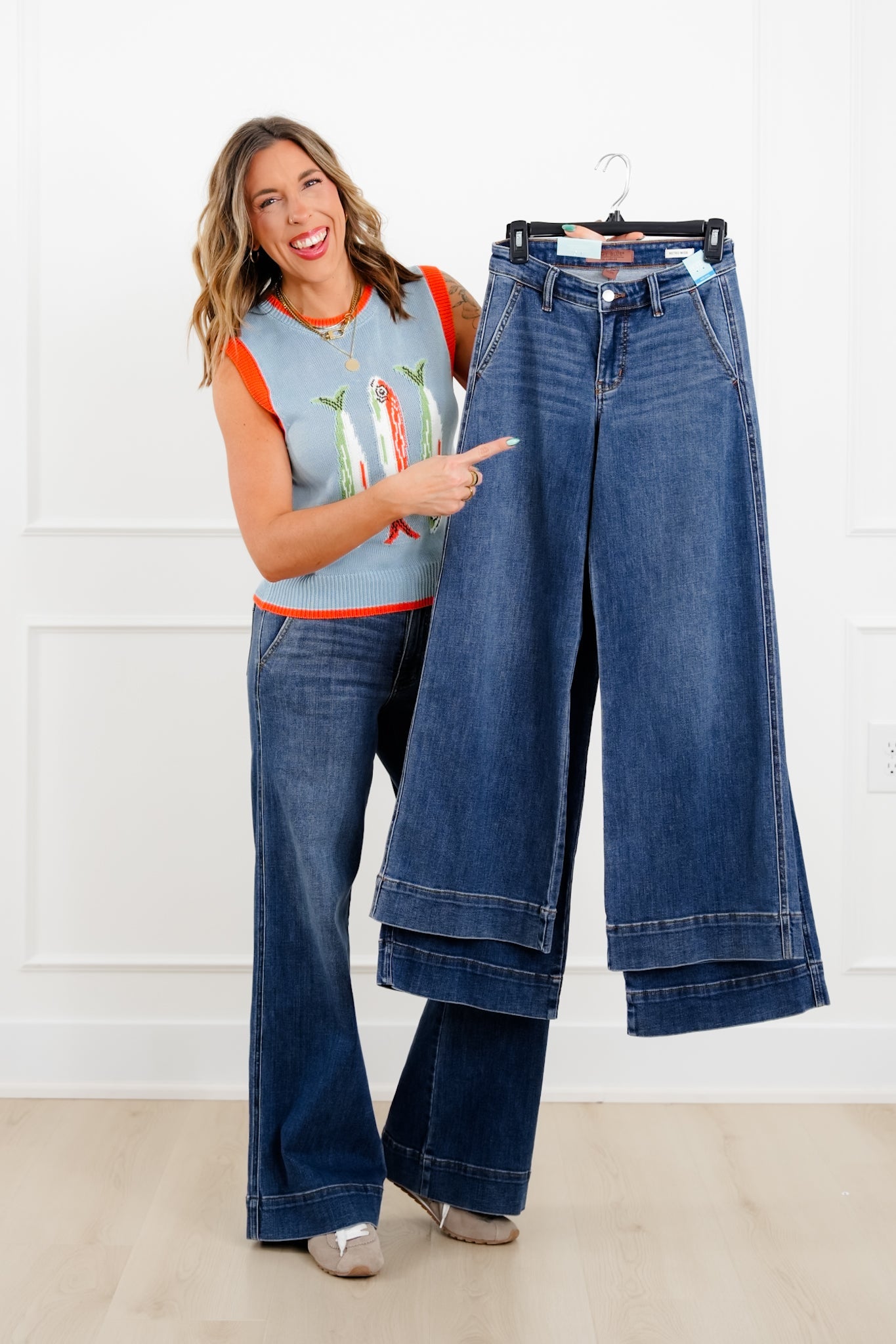 Judy Blue The Rory Petite/Reg Mid Rise Dark Wash Retro Wide Leg Trouser Jeans
