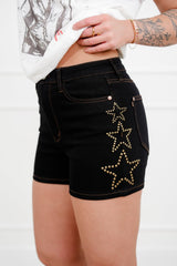 Judy Blue Black Star Studded Slim Shorts