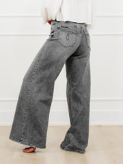 Judy Blue Stormy Days Mid Rise Gray Palazzo Jeans with Split Back Yokes