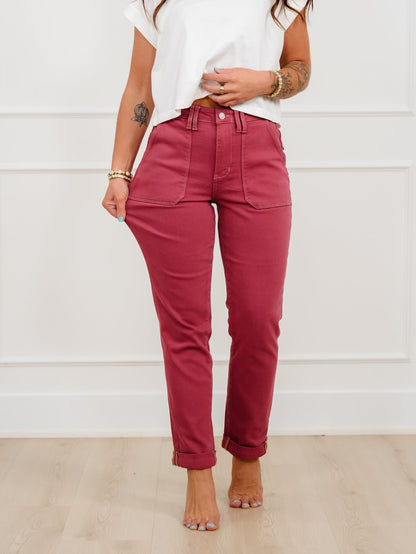 Judy Blue High Rise Red Aurora Weekender