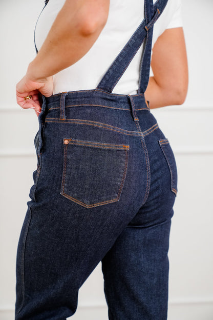 Judy Blue Dark Wash High Rise Classic Wide Leg Overalls