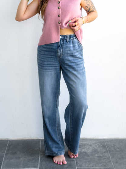 Judy Blue The Bay Breeze Multiple Inseam Featherweight Baggy Jeans with Elastic Waist Band
