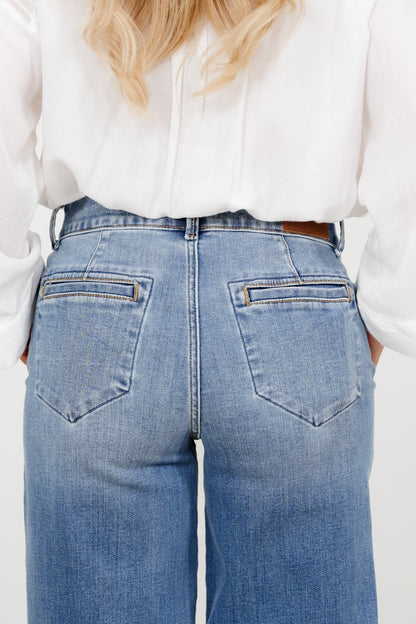 Judy Blue High Rise Medium Wash Multiple Inseam Column Jeans with Trouser Styling