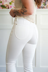 Judy Blue High Rise White Tummy Control Capri with Extended Waistband