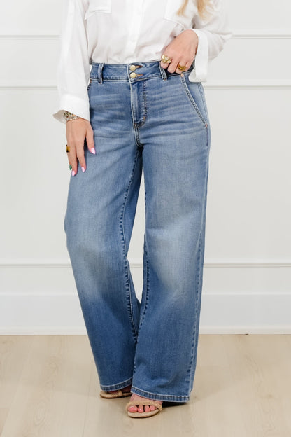 Judy Blue High Rise Medium Wash Multiple Inseam Column Jeans with Trouser Styling