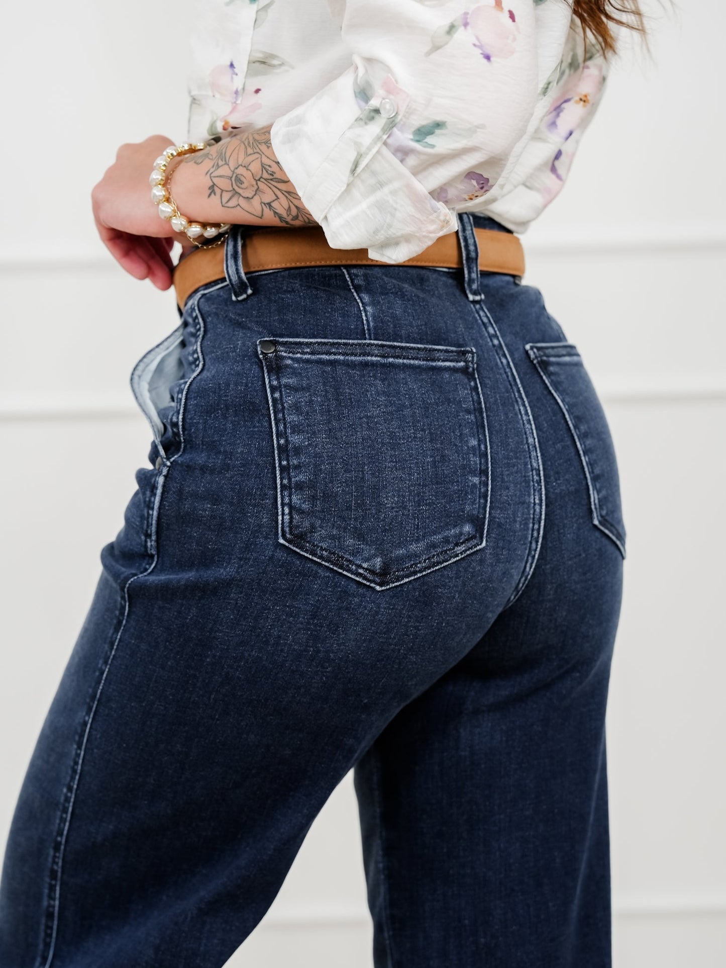 Judy Blue the Jasmine High Rise Dark Wash Wide Leg Ankle Trouser Jeans