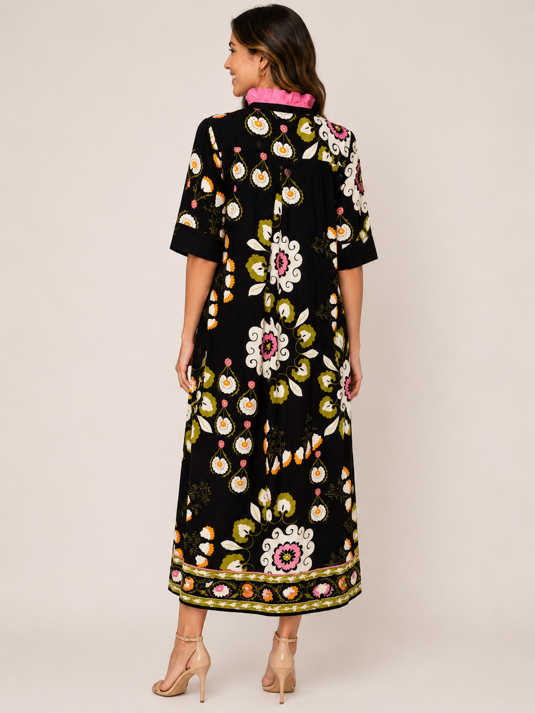 Jodifl Mixed Floral Print Maxi Dress in Black