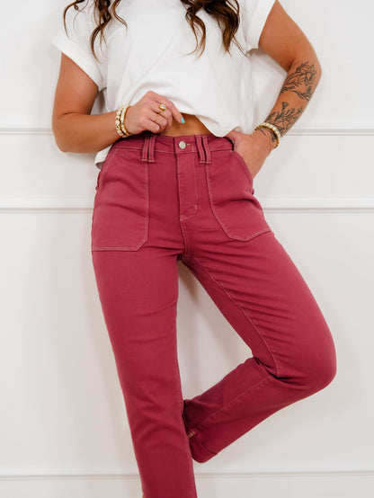 Judy Blue High Rise Red Aurora Weekender