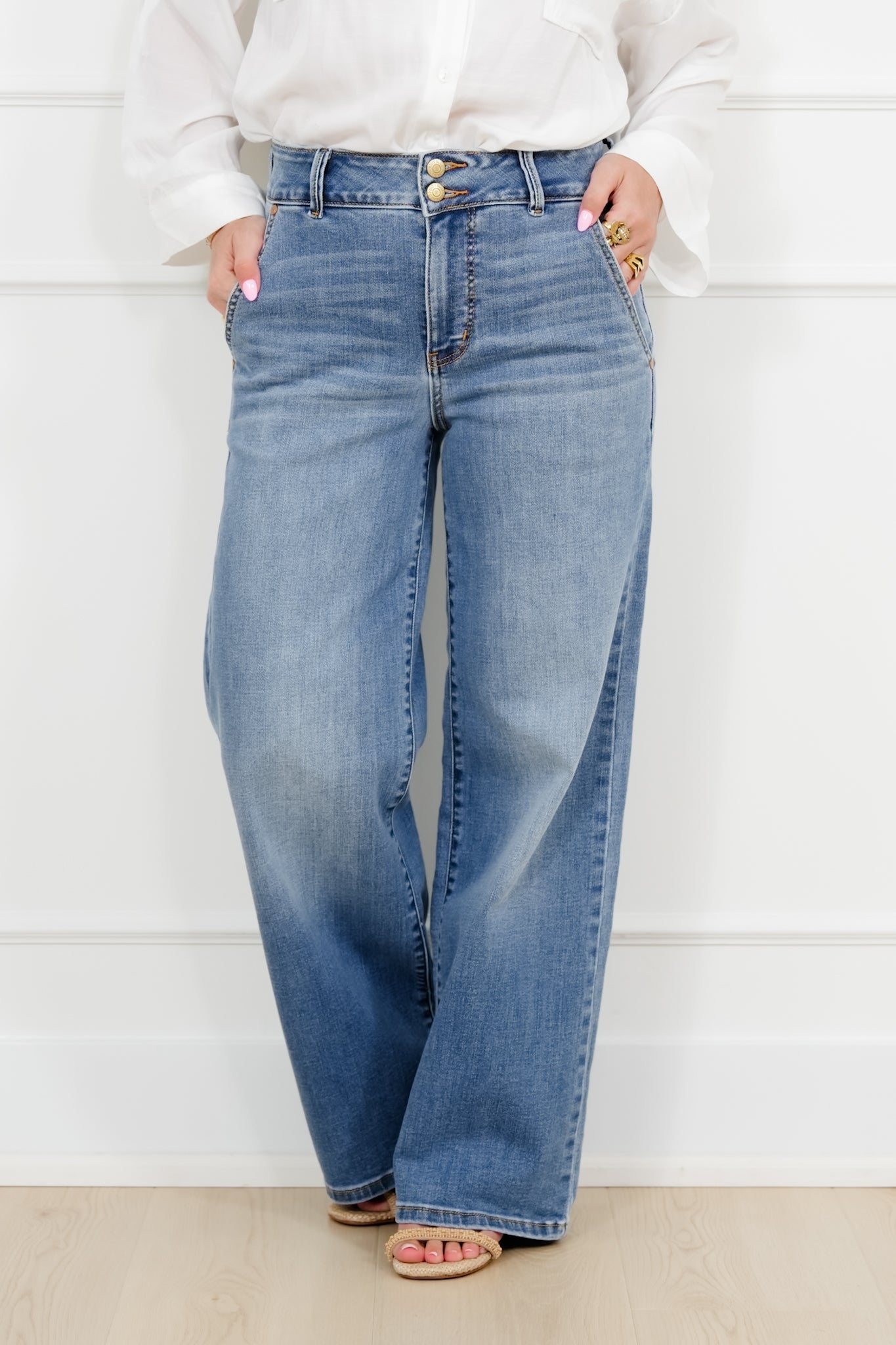 Judy Blue High Rise Medium Wash Multiple Inseam Column Jeans with Trouser Styling