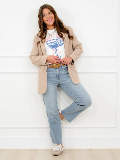 Judy Blue Mid Rise Medium Wash Straight Leg Ankle Jeans with Bandana Loop