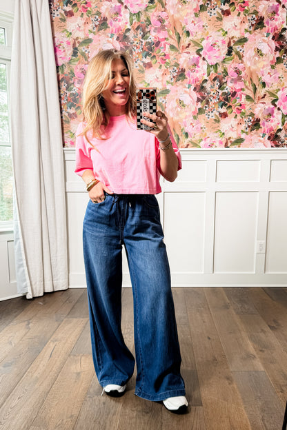 Judy Blue The Paloma High Rise Dark Wash Palazzo Jeans