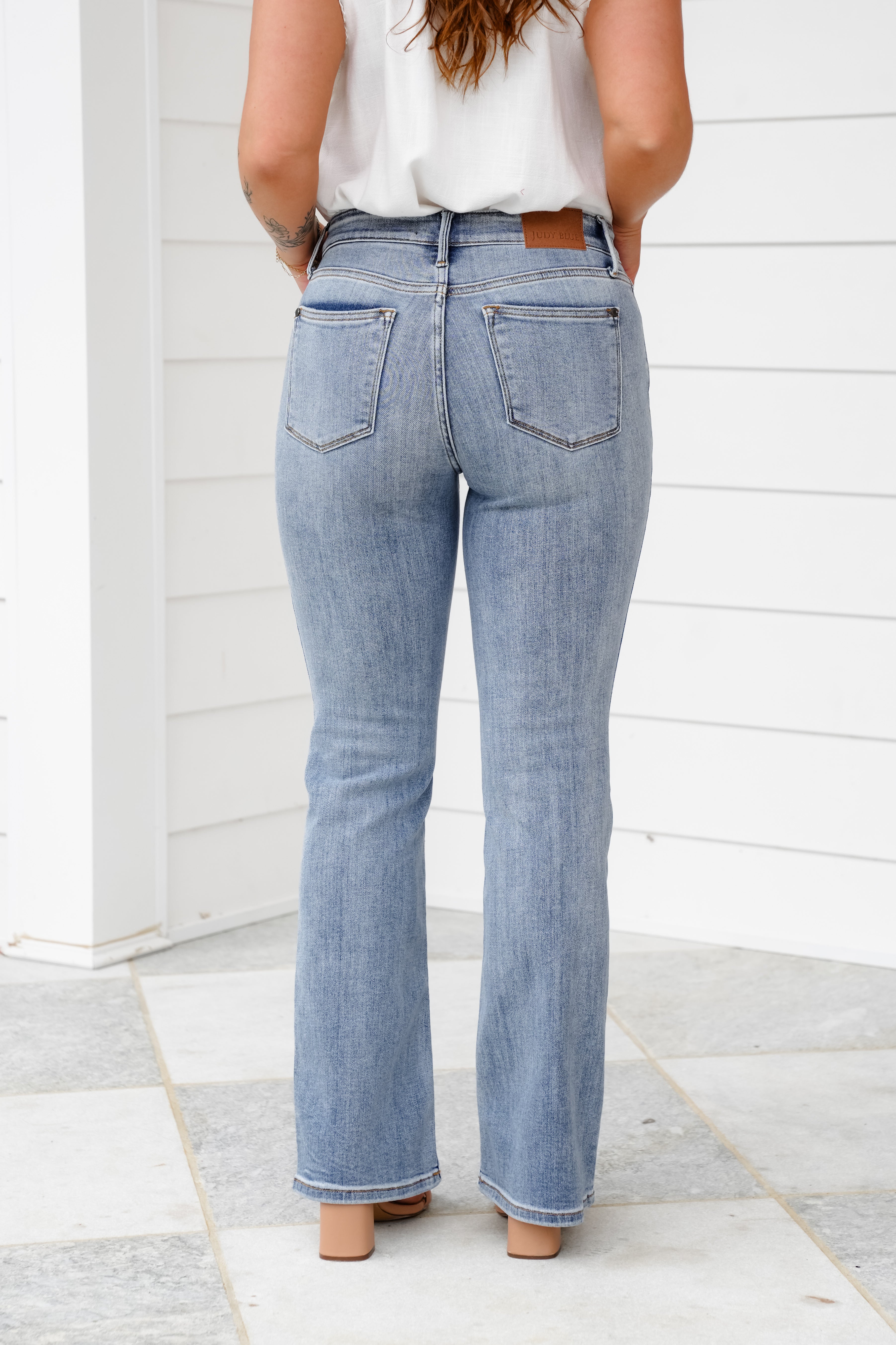 Restock! Judy Blue Dreaming About You Medium Wash Mid Rise Vintage Button-Fly Bootcut Jeans