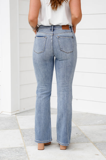 Restock! Judy Blue Dreaming About You Medium Wash Mid Rise Vintage Button-Fly Bootcut Jeans