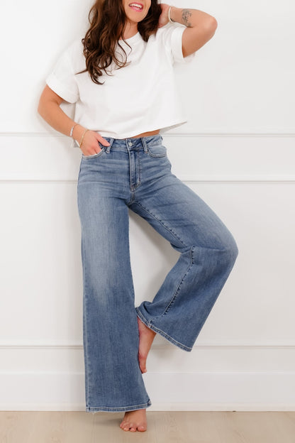 Judy Blue "The Lola" Multiple Inseam Medium Wash Retro Wide Leg Jeans