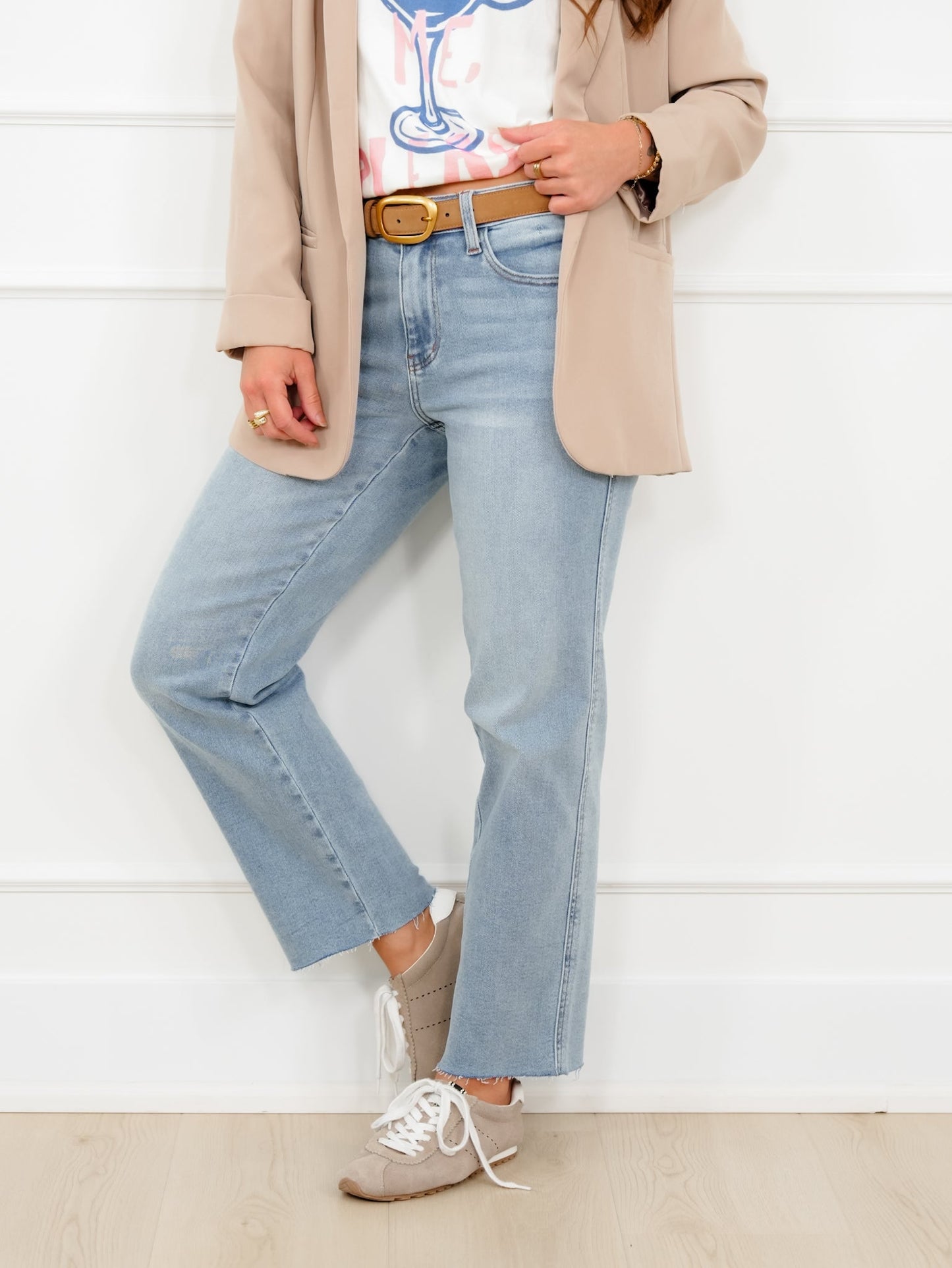 Judy Blue Mid Rise Medium Wash Straight Leg Ankle Jeans with Bandana Loop
