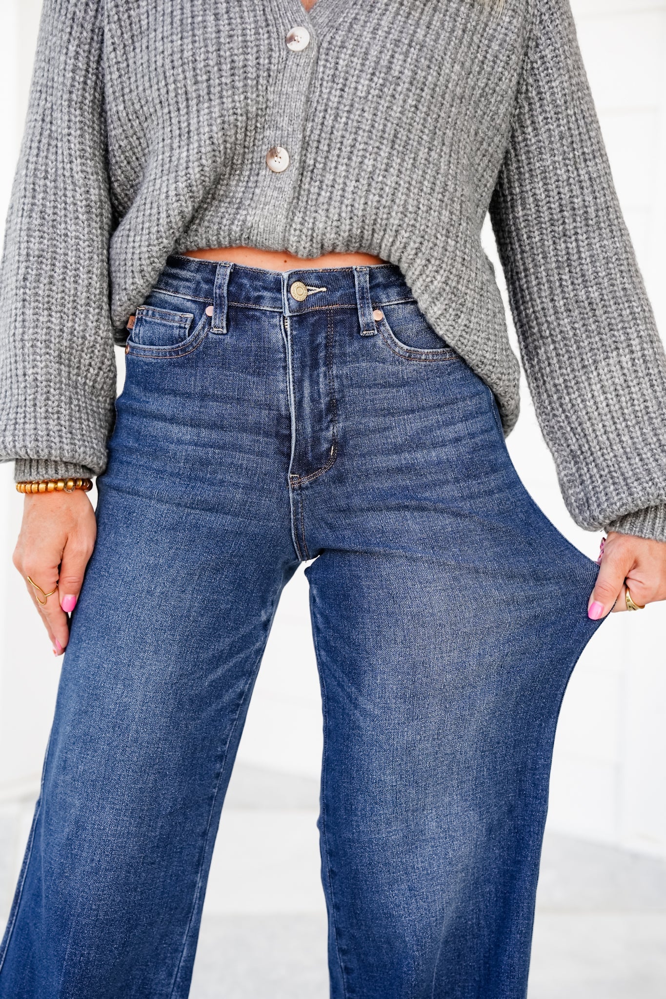 Restock! Judy Blue Retrograde High Rise Dark Wash Tummy Control Wide Leg Jeans