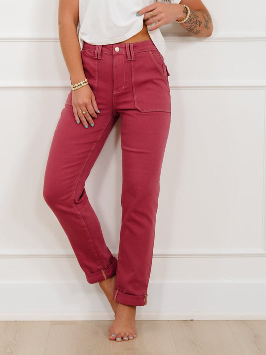 Judy Blue High Rise Red Aurora Weekender