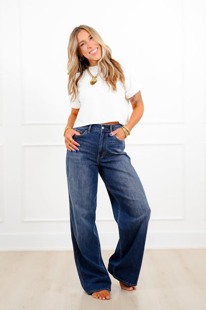 Judy Blue Everyday Icon High Rise Multiple Inseam Dark Wash Wilhelmina Baggy Jeans