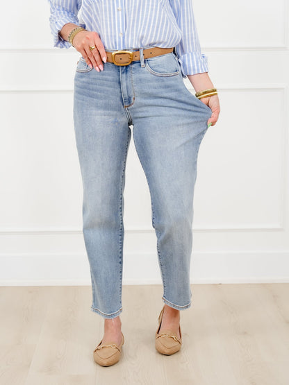 Judy Blue High Rise Light Wash Straight Leg Ankle Jeans