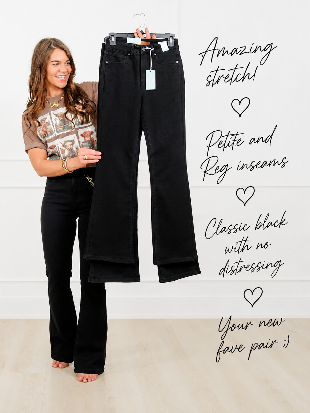 Judy Blue High Rise Black Petite/Reg Tummy Control Bootcut Jeans
