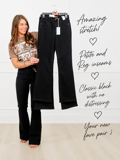 Judy Blue High Rise Black Petite/Reg Tummy Control Bootcut Jeans