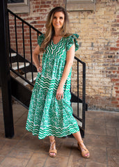 Jodifl Emerald Coast Printed Midi Dress in Kelly Green