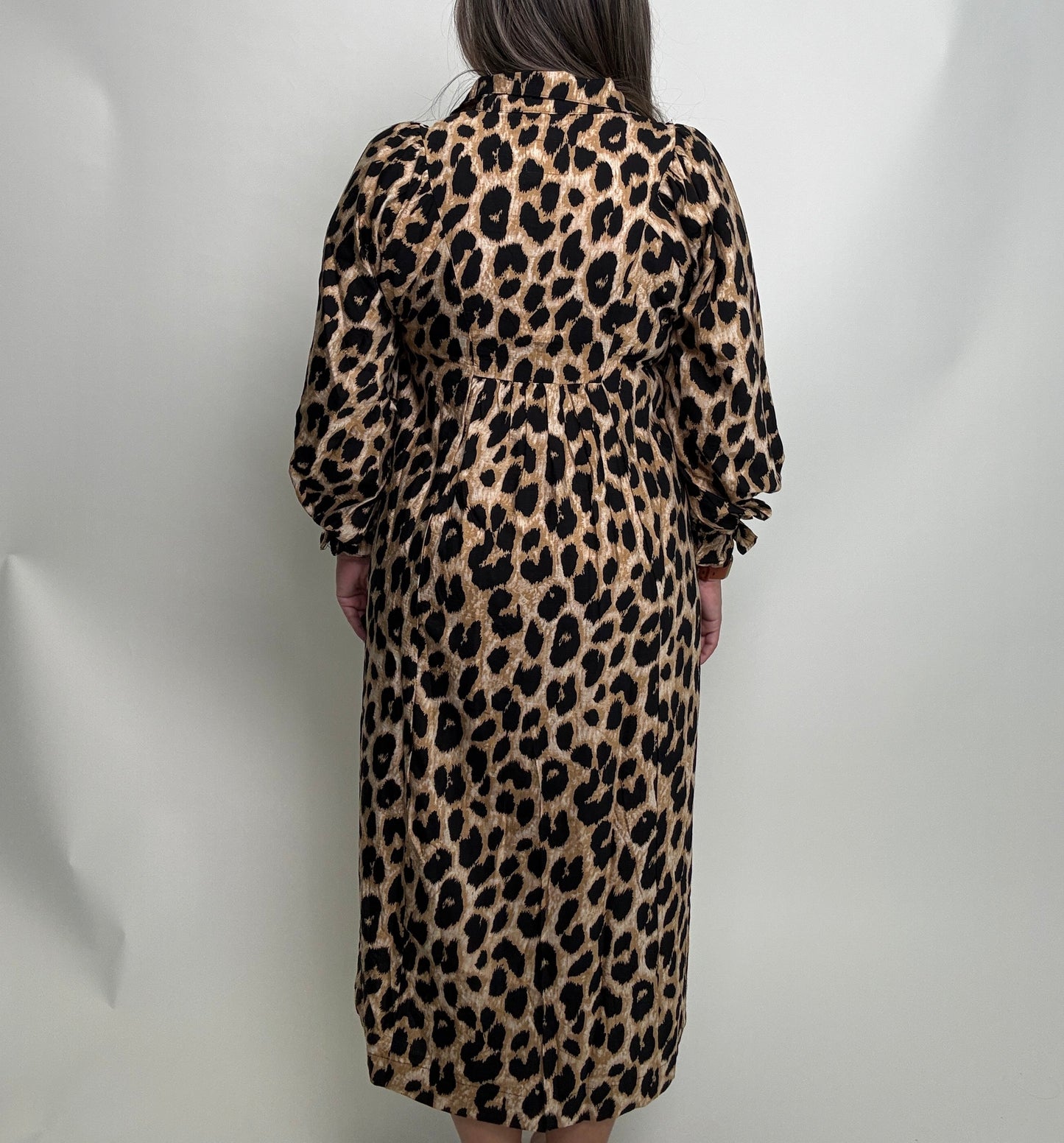 Umgee Leopard Print Midi Dress in Brown