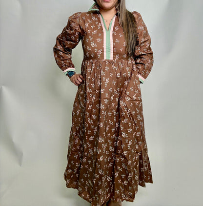 Jodifl Floral Print Midi Dress in Mocha