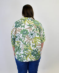BiBi Bold Multi Color Floral Print Button Down Top in Sage Multi