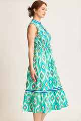 Umgee Ikat Boho Print Midi Dress in Mint