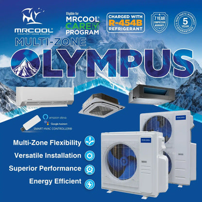 MRCOOL Olympus 4th Gen Mini Split - 4-Zone 48,000 BTU  Air Conditioner and Heat Pump Condenser with 12K + 12K + 9K + 9K Wall Mount Air Handlers