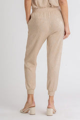 Umgee Diamond Knit Jogger Pants in Oatmeal