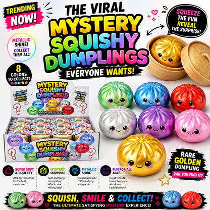 Metallic Squishy Dumplings Toy – 4" Mystery Collectible Squeeze Toy