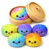 Tie Dye Squishy Dumplings Toy – 4" Mystery Collectible Squeeze Toy