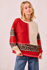BiBi Mix N Match French Terry Top in Dark Red