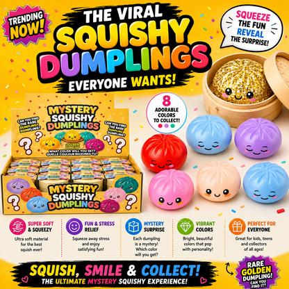 4" Squishy Dumplings Toy – Assorted Colors Mystery Squeeze Collectible