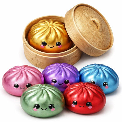 Metallic Squishy Dumplings Toy – 4" Mystery Collectible Squeeze Toy
