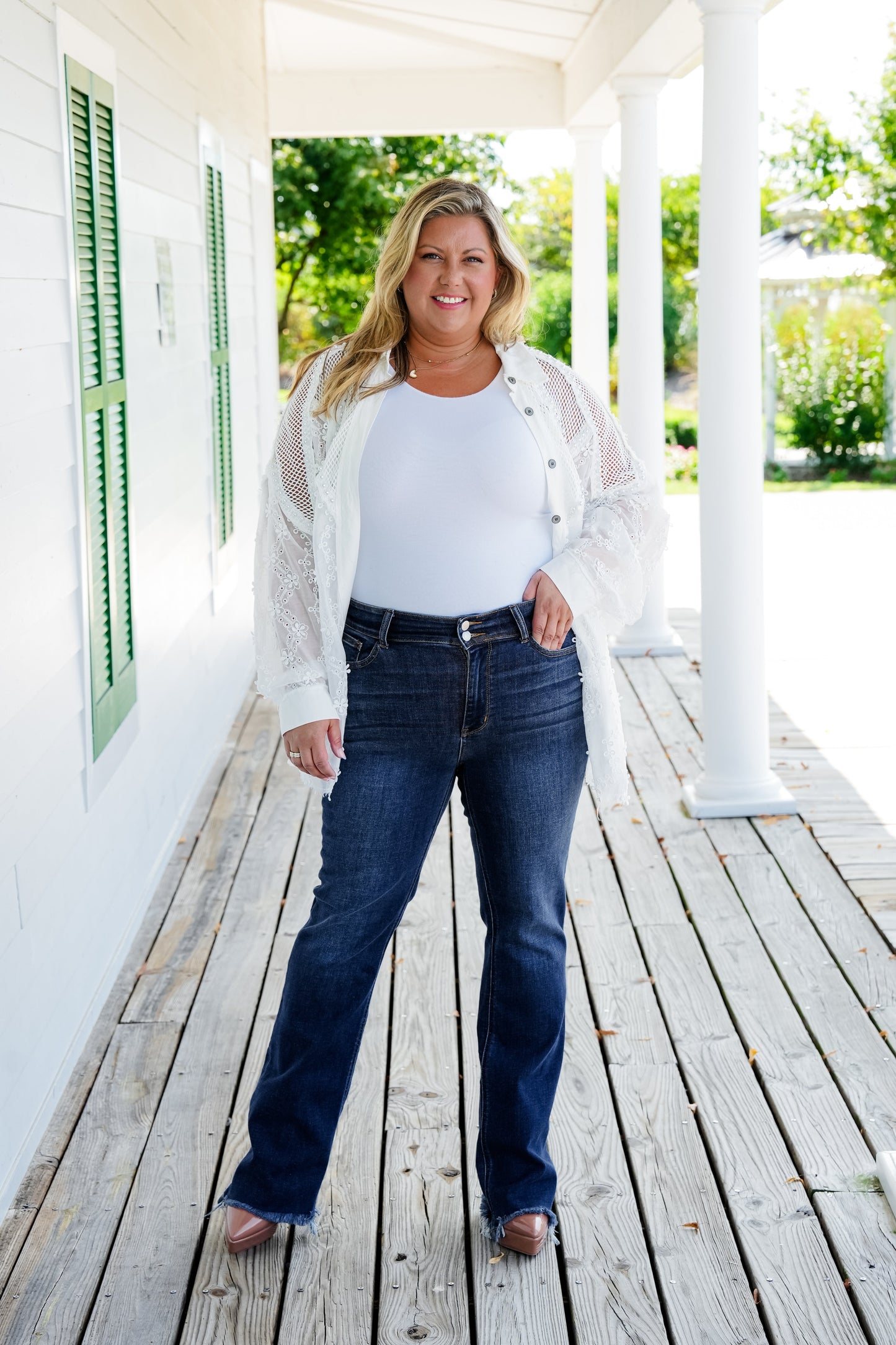 Restock! Judy Blue Feeling Fine Dark Wash High Rise Non Distressed Vintage Frayed Hem Bootcut Jeans