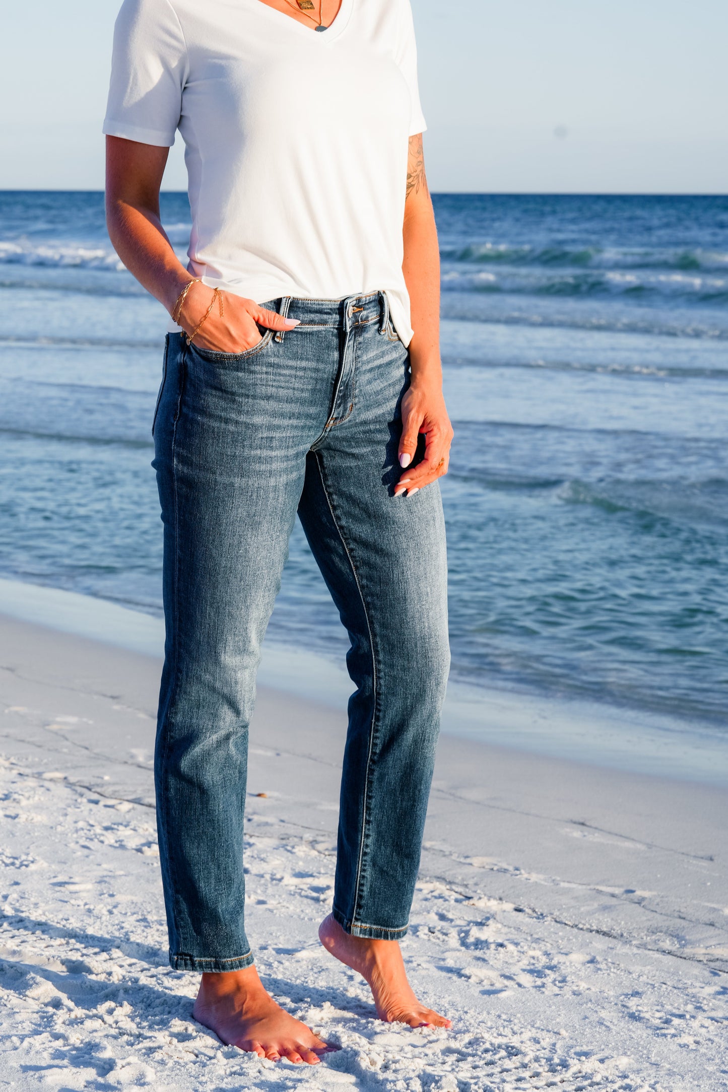 Restock! Judy Blue Mid Rise Dark Vintage Wash Non-Distressed Boyfriend