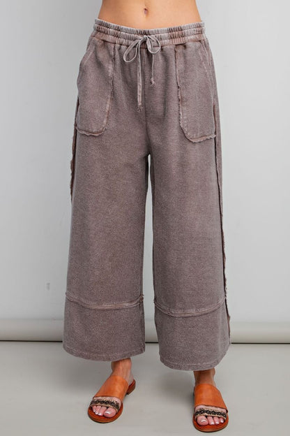 Easel Terry Palazzo Pants in Espresso