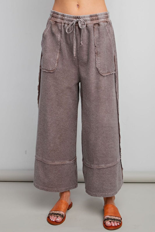 Easel Terry Palazzo Pants in Espresso