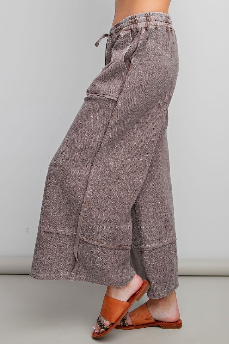 Easel Terry Palazzo Pants in Espresso