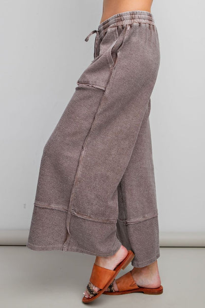 Easel Terry Palazzo Pants in Espresso