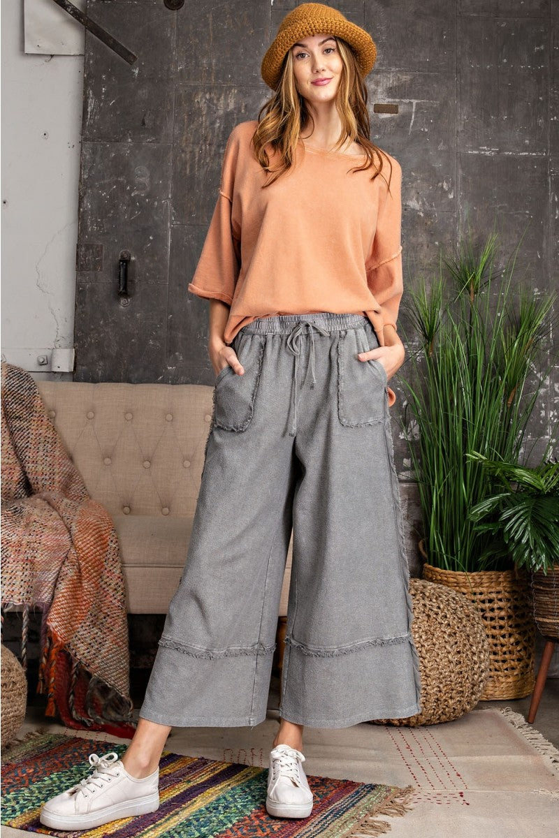Easel Terry Palazzo Pants in Ash