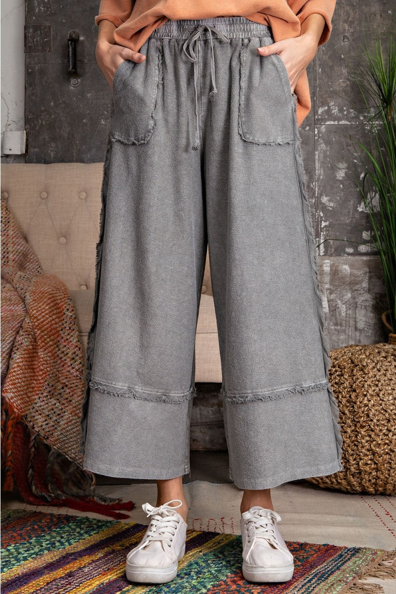 Easel Terry Palazzo Pants in Ash