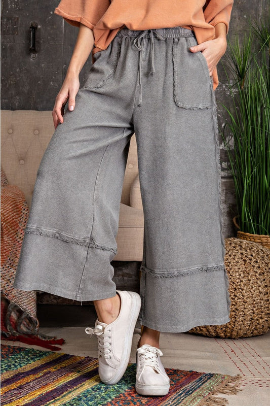 Easel Terry Palazzo Pants in Ash