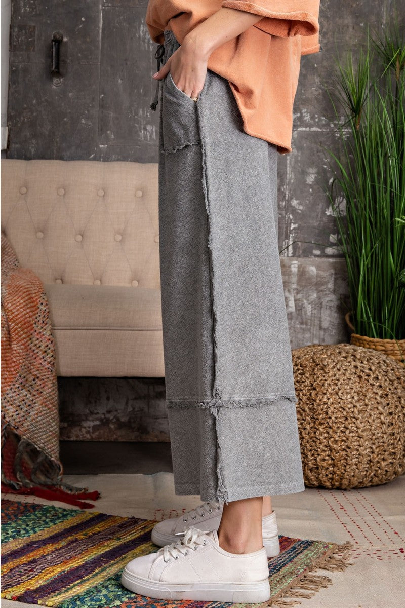 Easel Terry Palazzo Pants in Ash