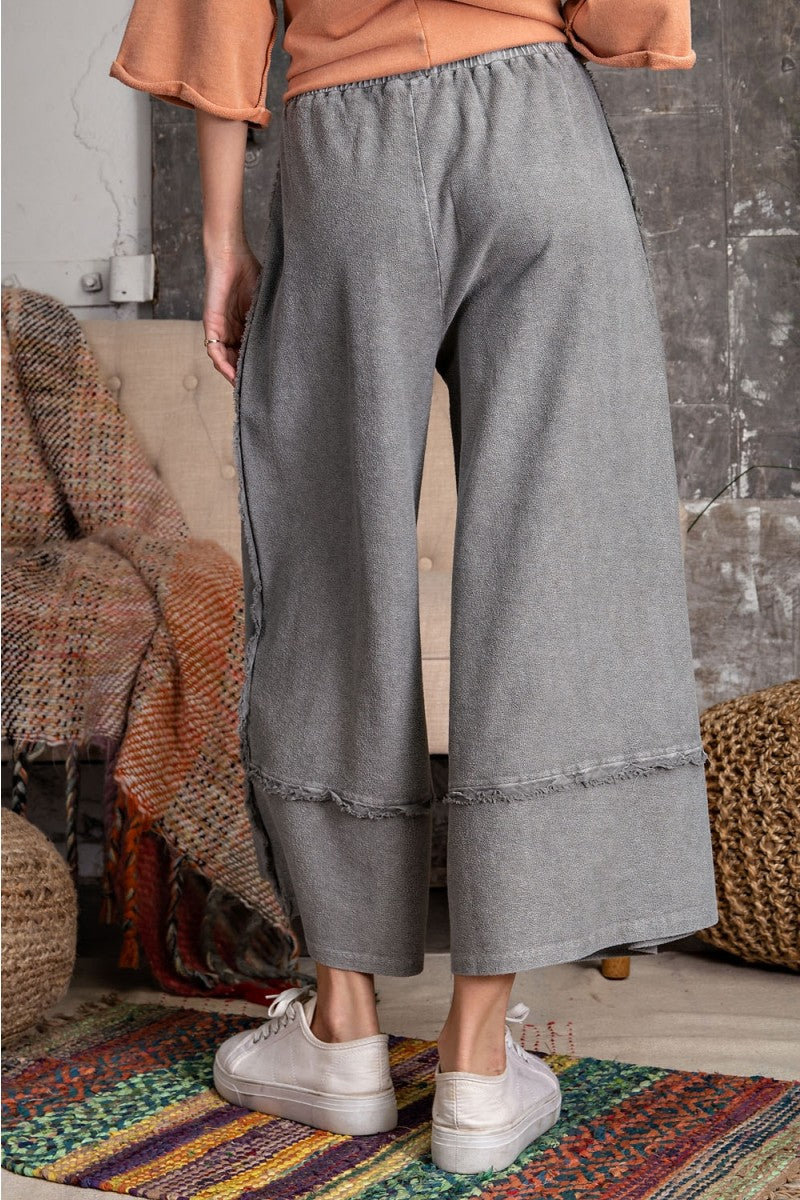Easel Terry Palazzo Pants in Ash