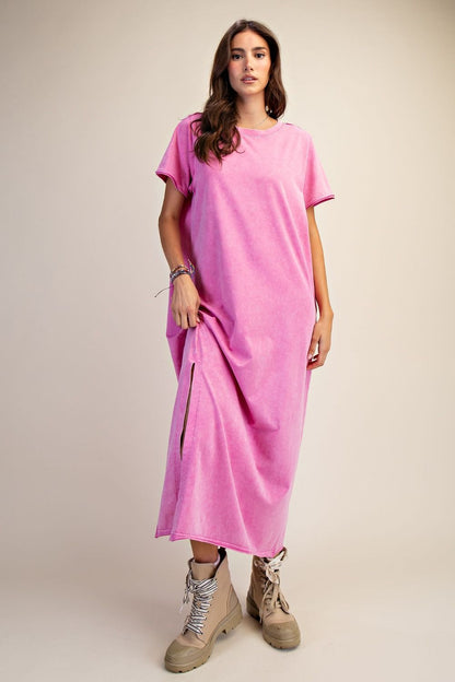 Easel Mineral Washed Maxi Dress in Orchid