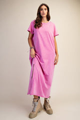 Easel Mineral Washed Maxi Dress in Orchid